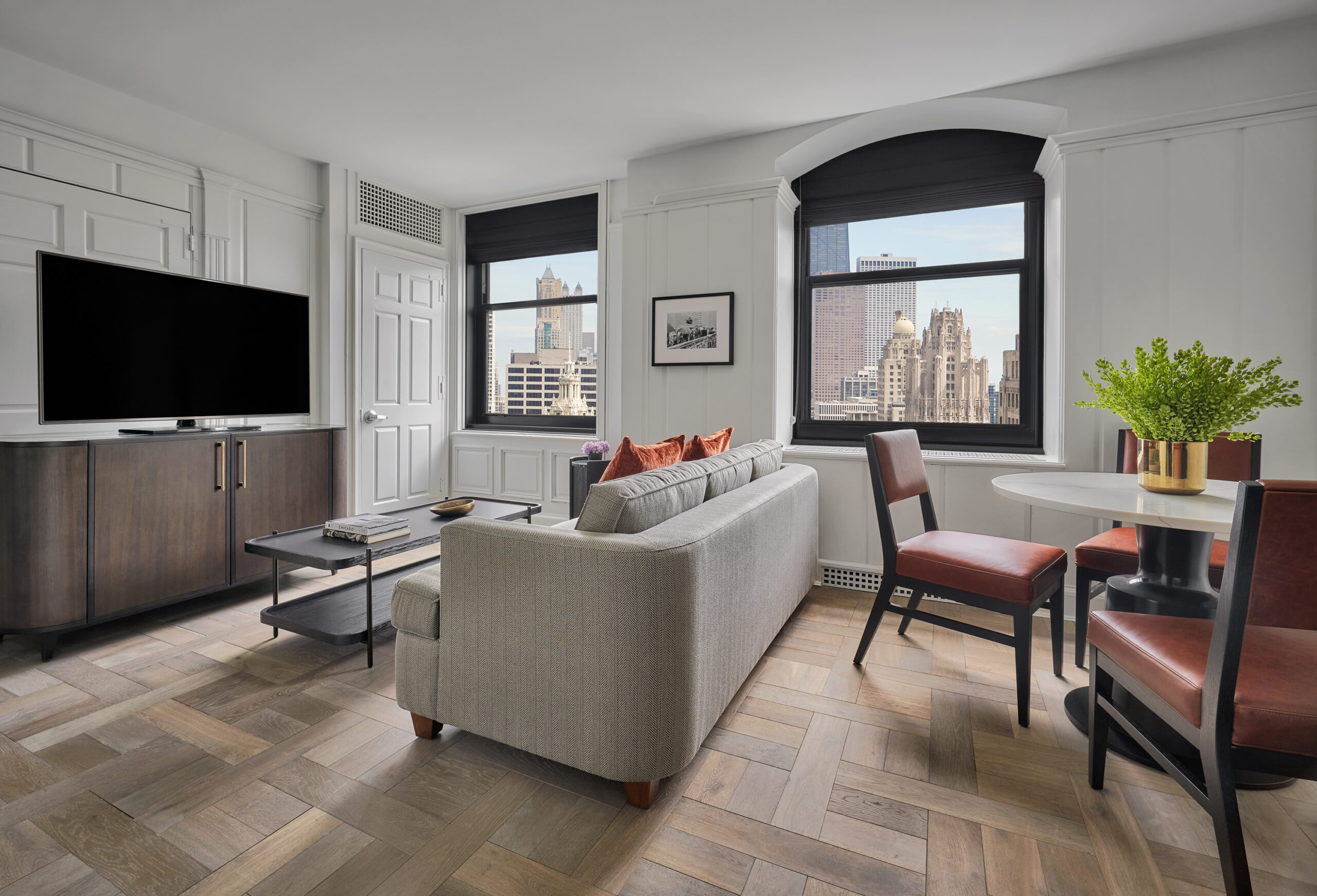 Living space in a suite at Pendry Chicago