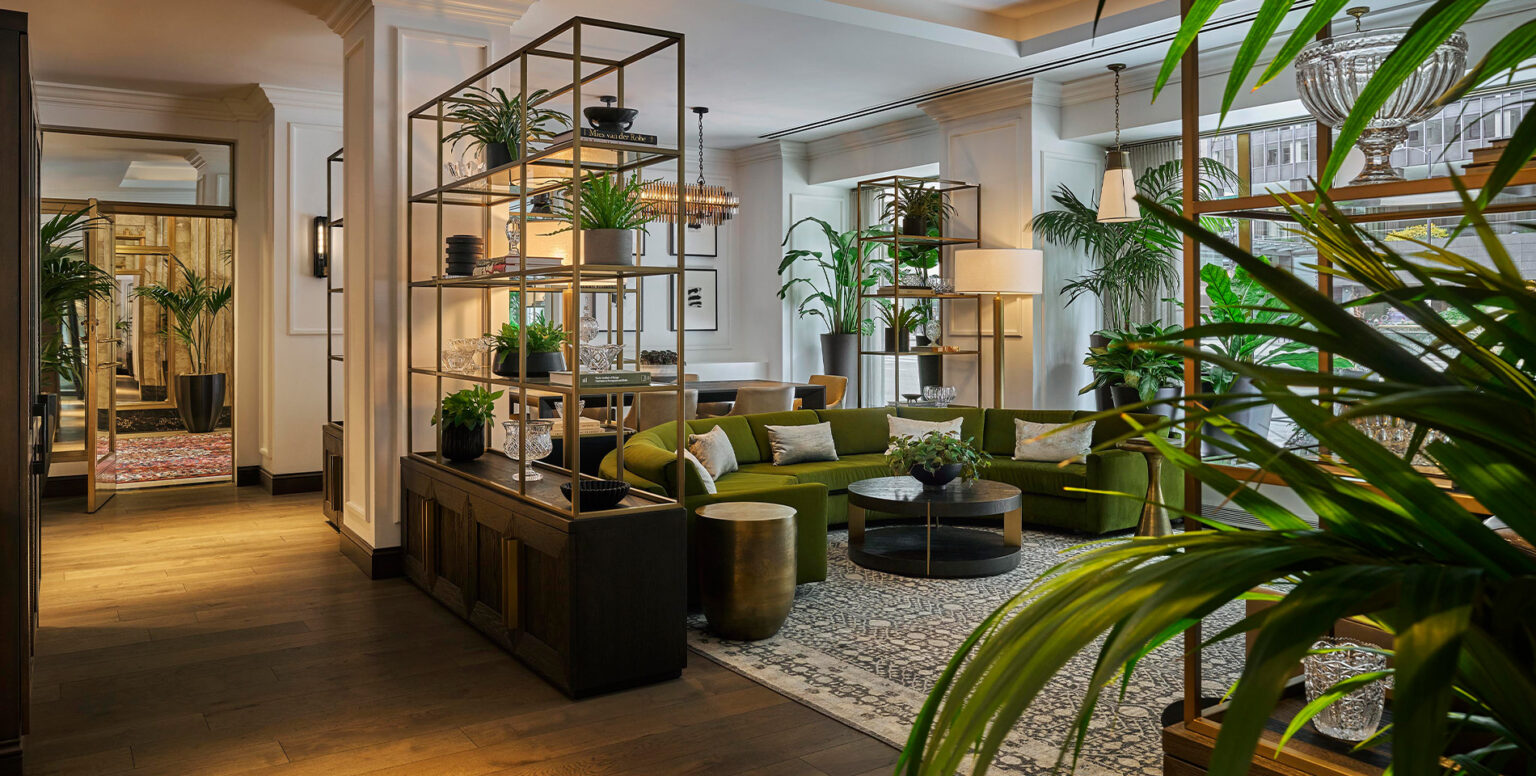 The Library at Pendry Chicago, a refined lounge inside the Pendry Chicago hotel