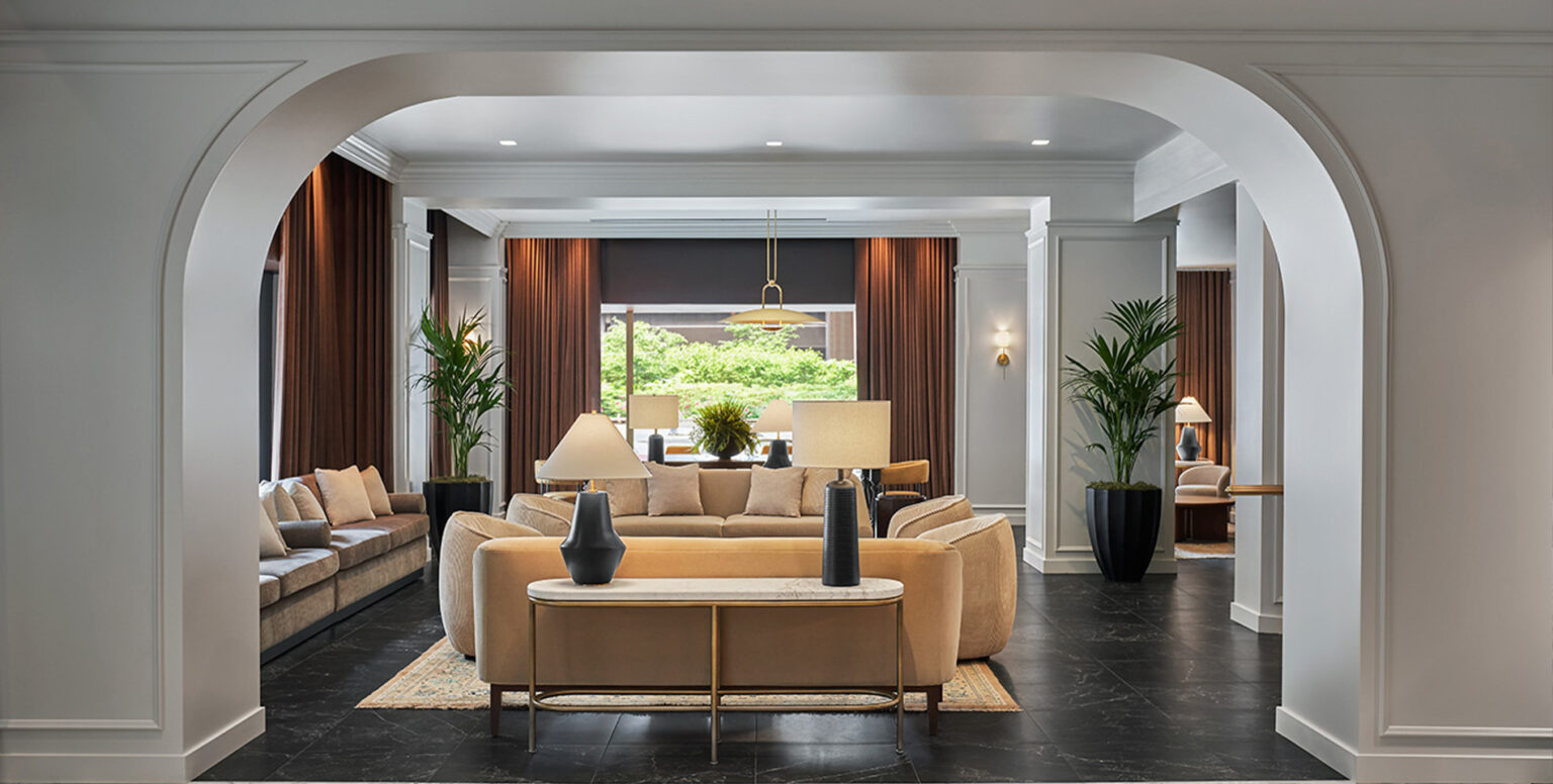 The lobby at Pendry Chicago hotel featuring elegant interior design