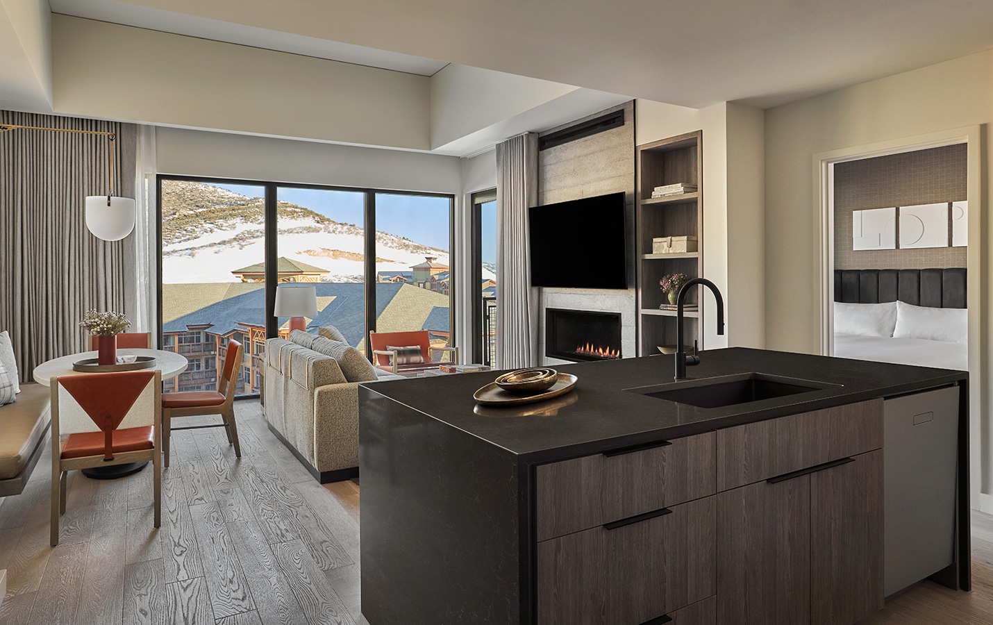 Residence kitchen At Pendry Park City, a luxury resort with ski-in/ski-out access in Park City, Utah