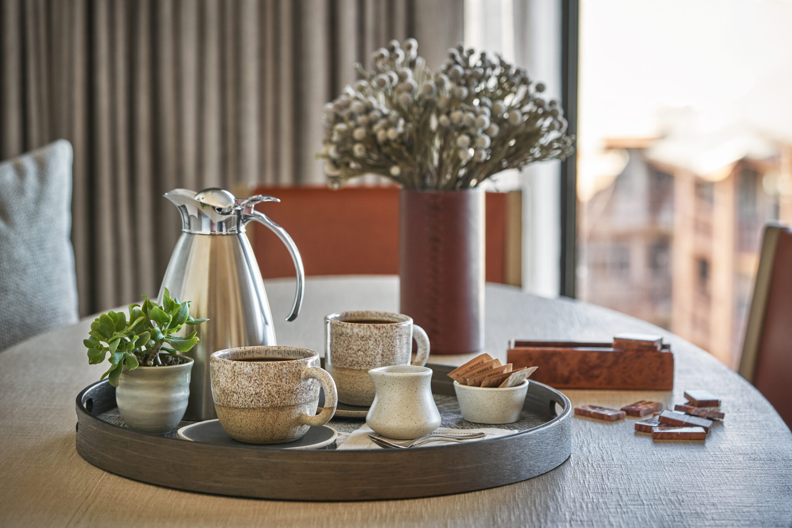 Tray Holding Tea Ingredients On Table