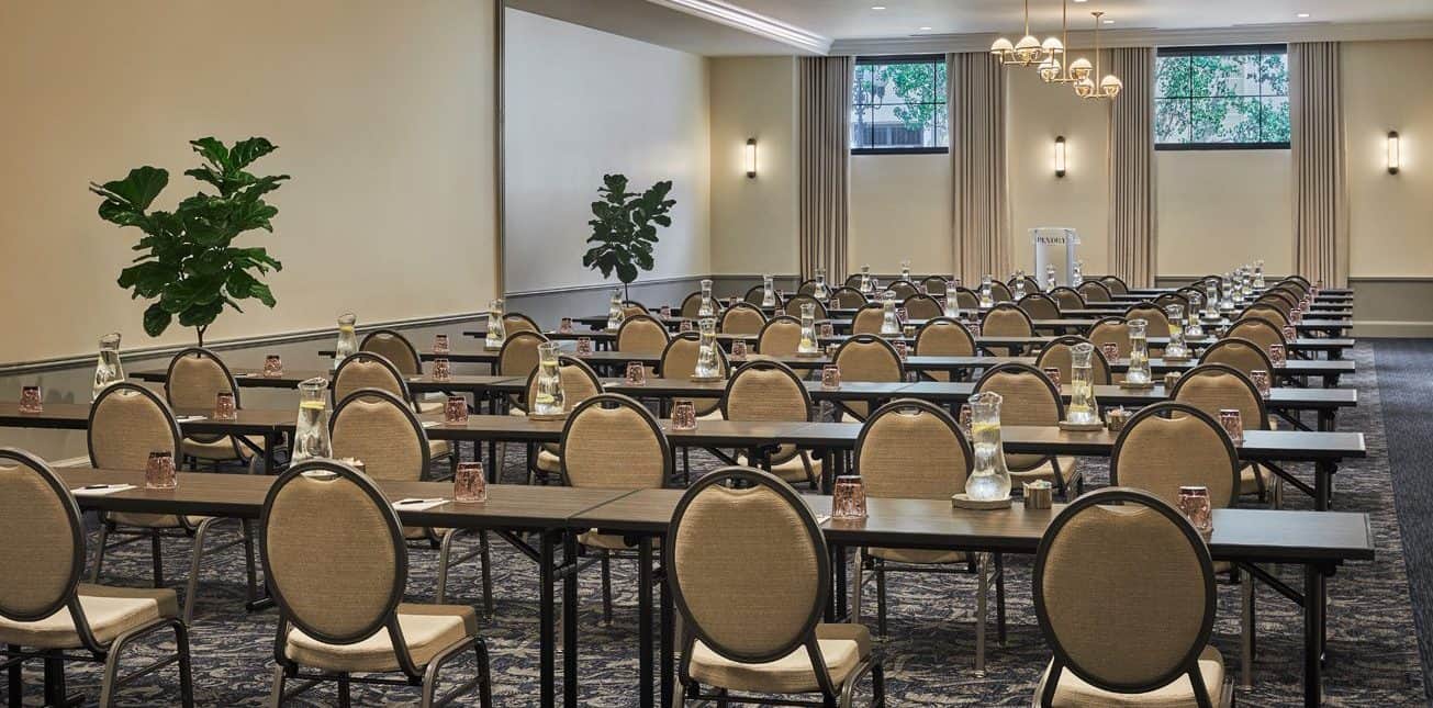 Ballroom interior view with seating at Pendry San Diego