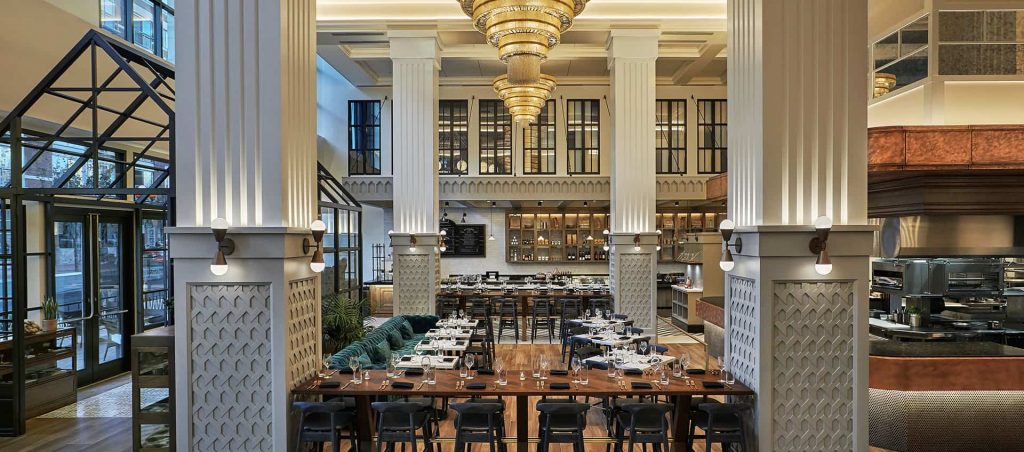 The dining room at Provisional, a restaurant at Pendry San Diego, a luxury Gaslamp boutique hotel