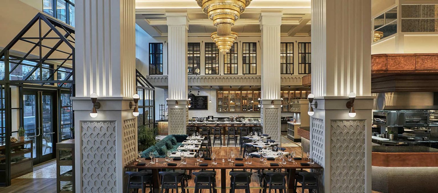 The dining room at Provisional, a restaurant at Pendry San Diego, a luxury Gaslamp boutique hotel