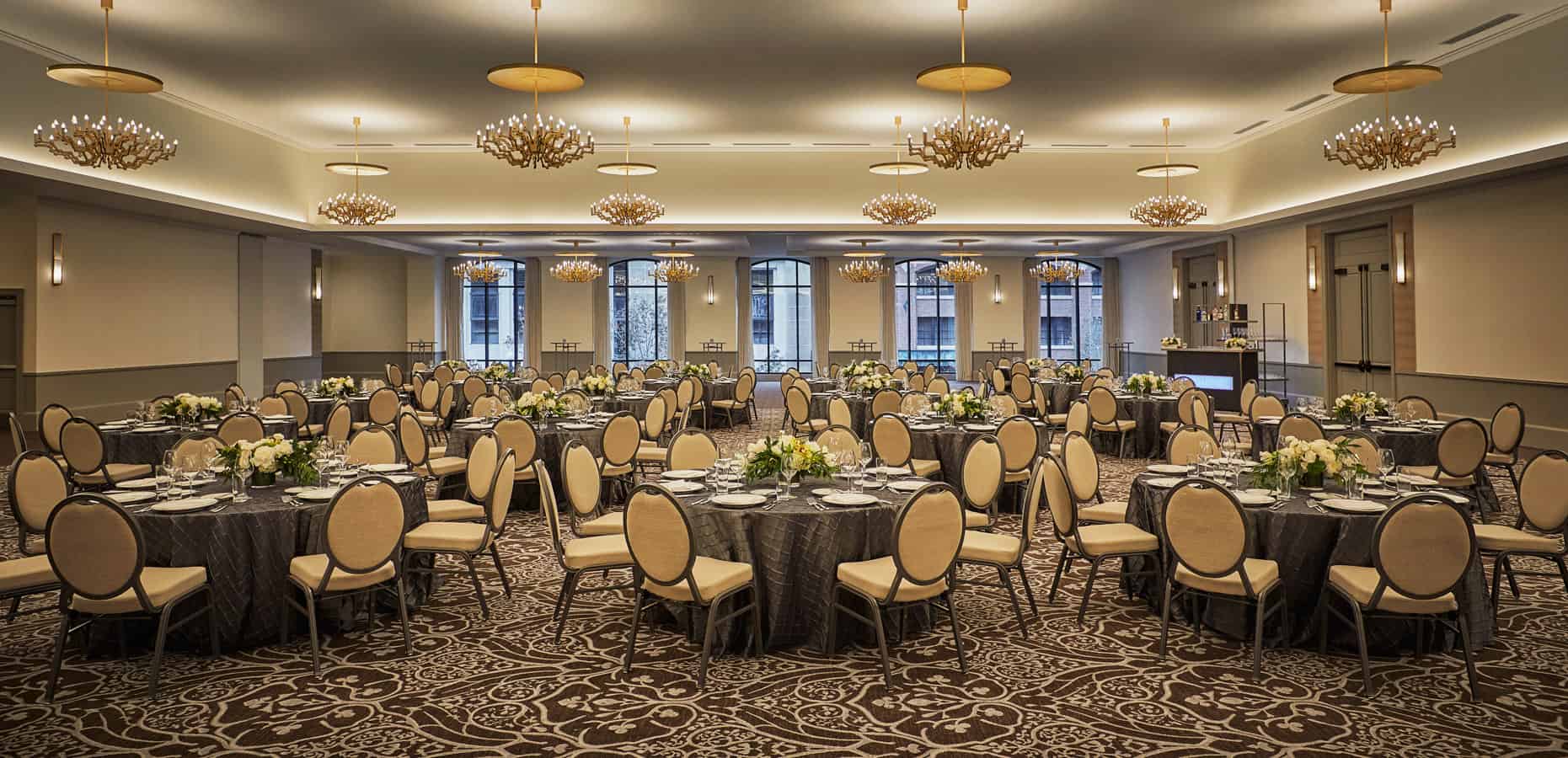 Ballroom interior with seating and decor at luxury hotel in San Diego