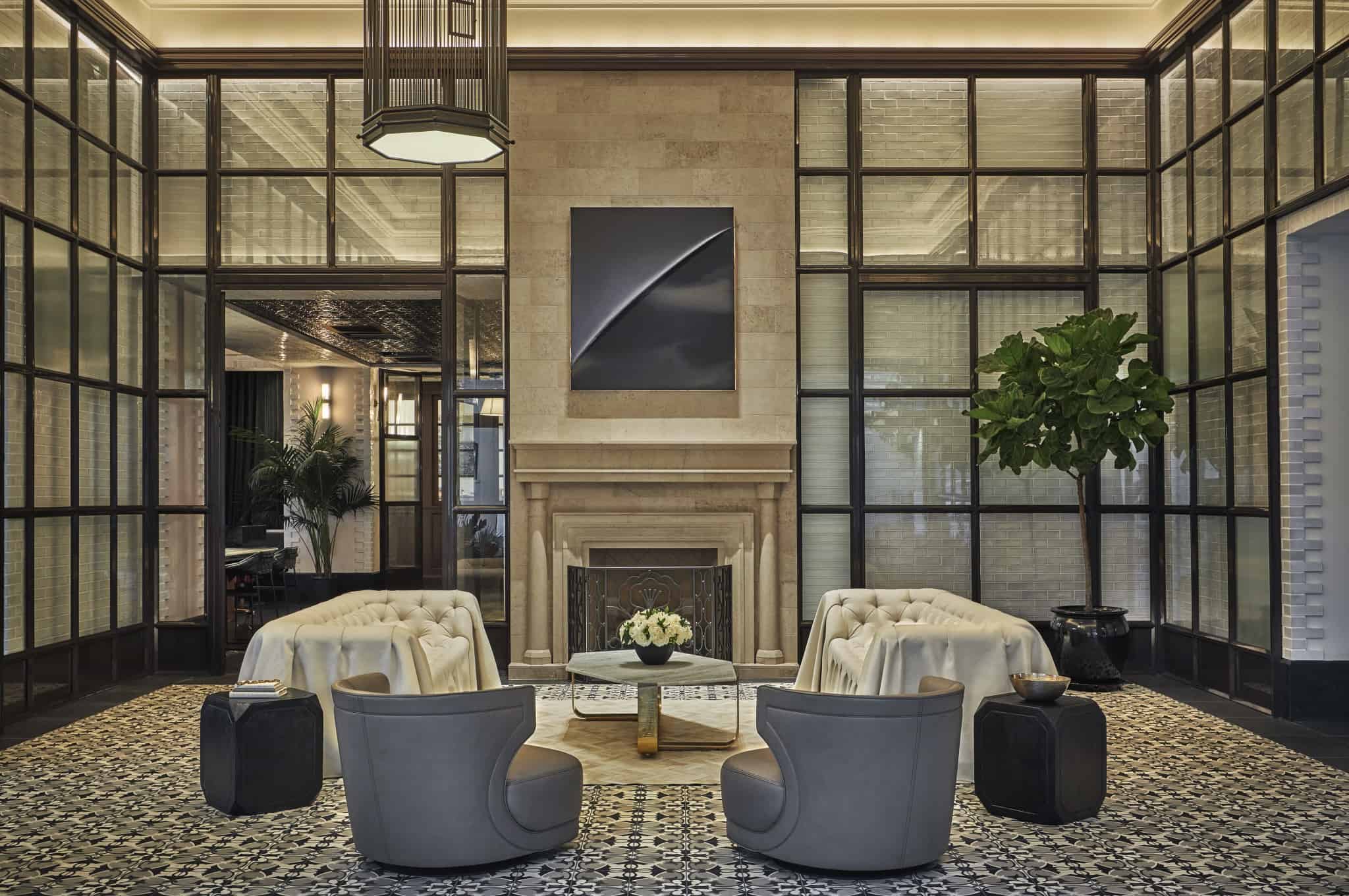 Inside the lobby at luxury San Diego hotel, Pendry San Diego