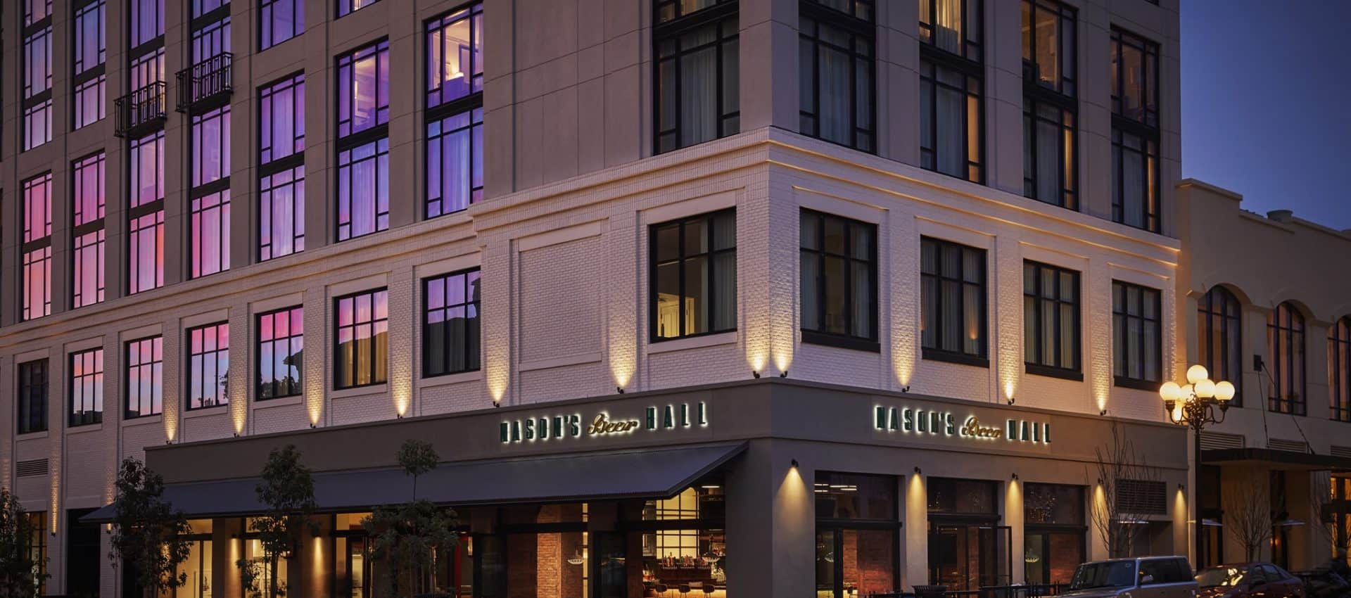 Nason's Beer Hall exterior at night