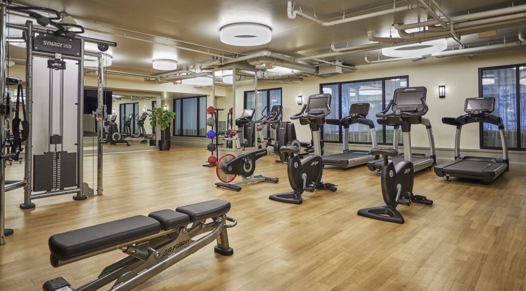 Fitness center with cardio equipment at luxury San Diego hotel, Pendry San Diego