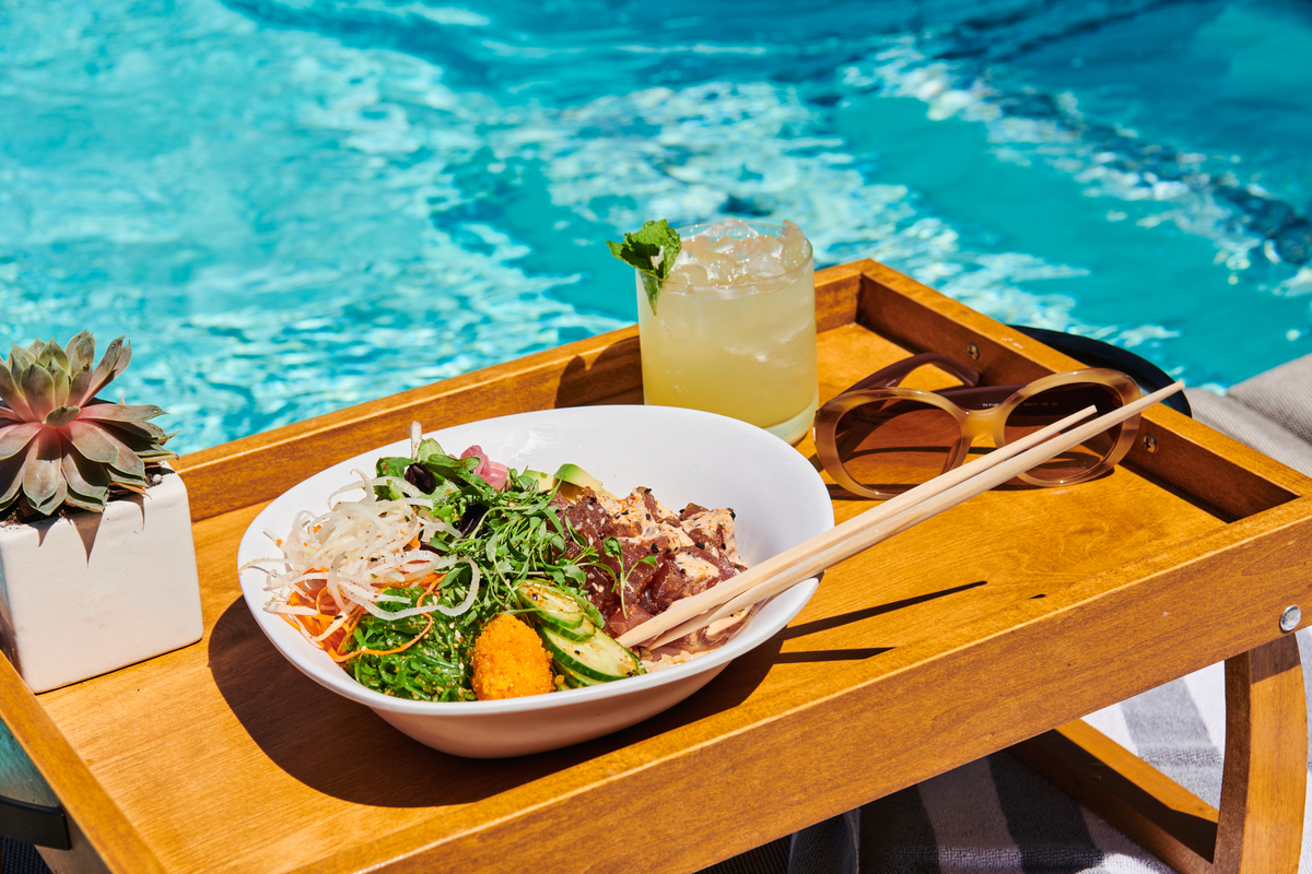 A dish served by the pool at a luxury Downtown San Diego Hotel, Pendry San Diego