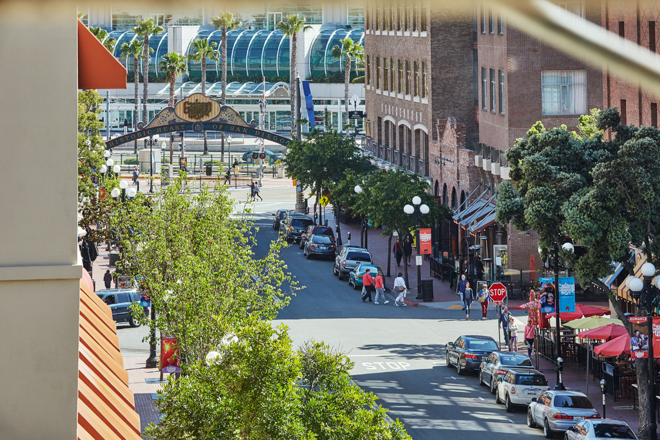Architectural city view of historic heart of the Gaslamp district