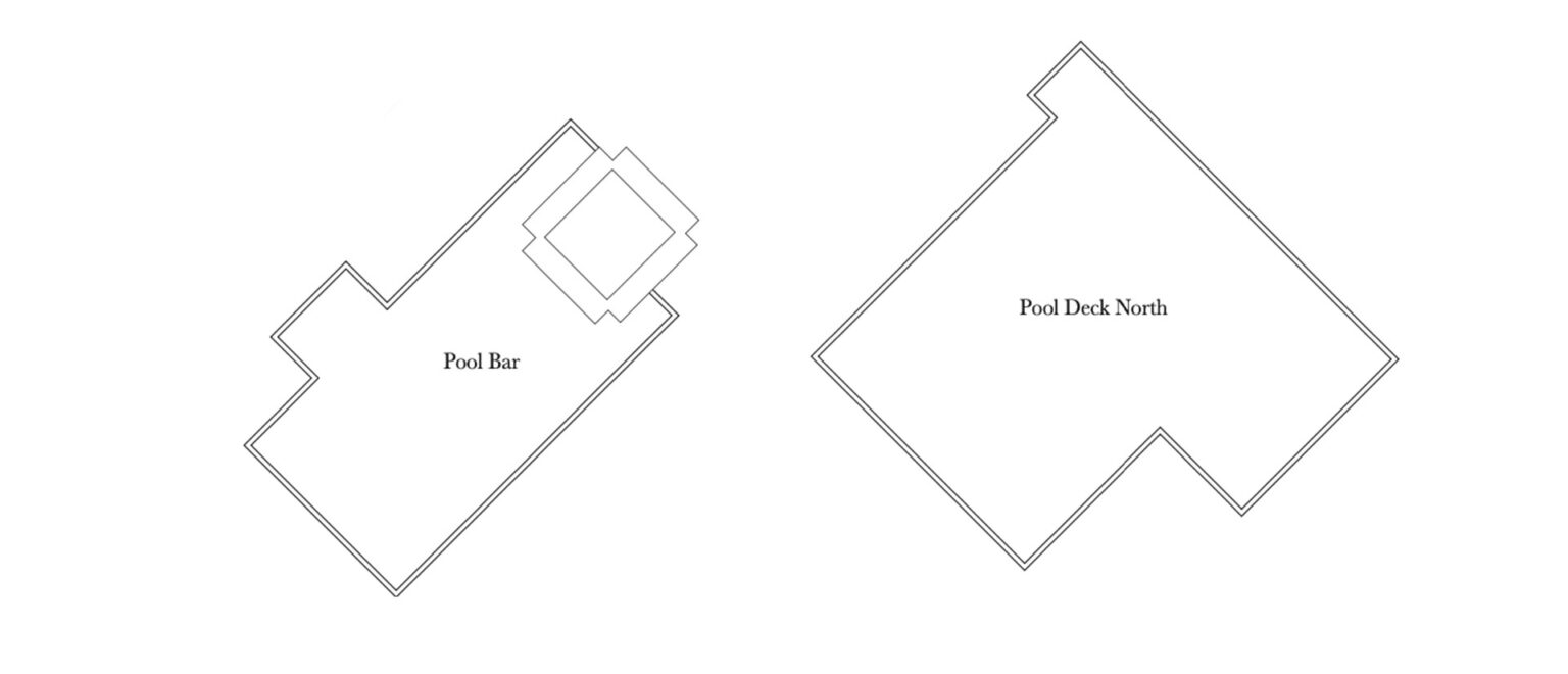 Pendry Newport Beach Pool bar and deck floorplan.