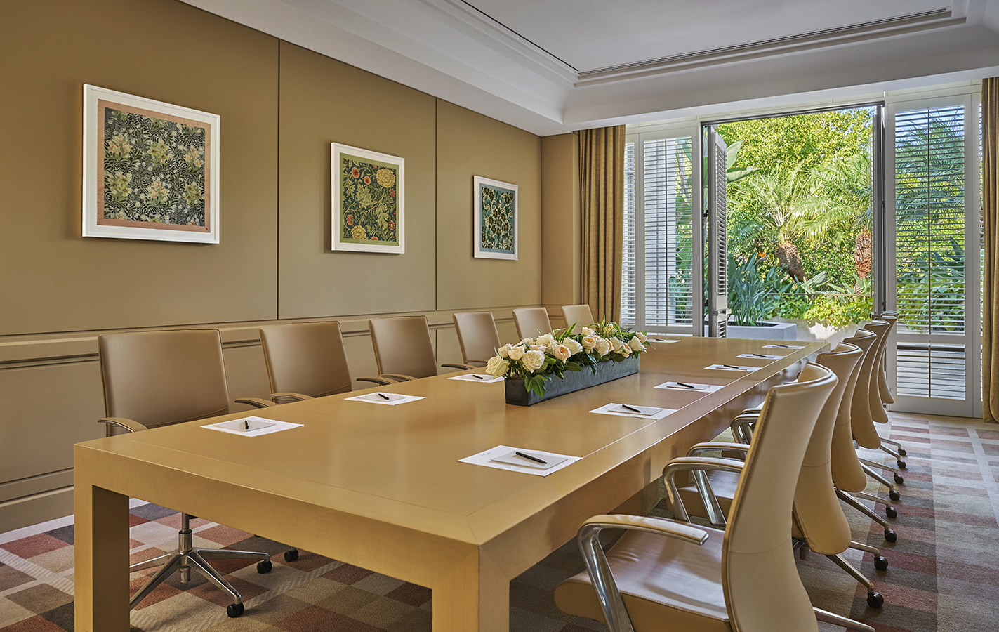A conference table in the Salon