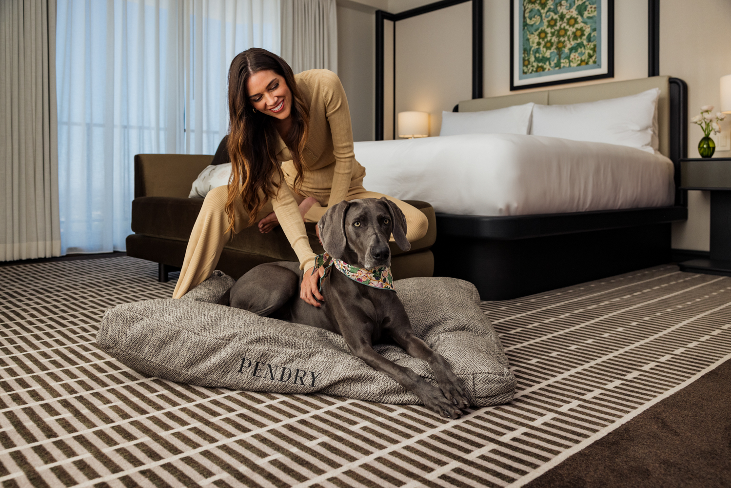 Pendry Newport Beach Dog on Dog Bed in Room