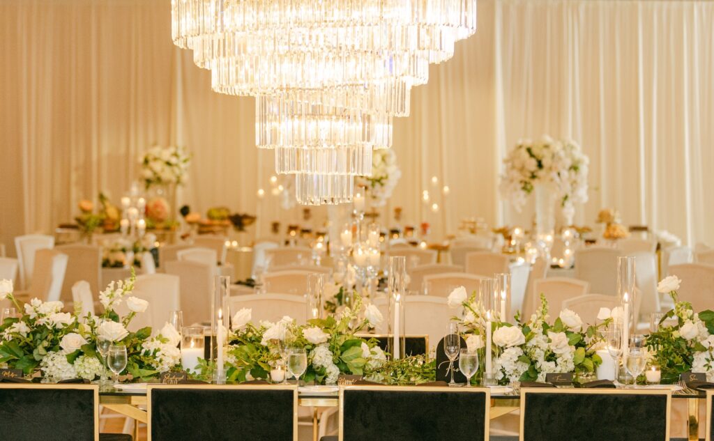 Wedding reception d&eacute;cor at Pendry Newport Beach