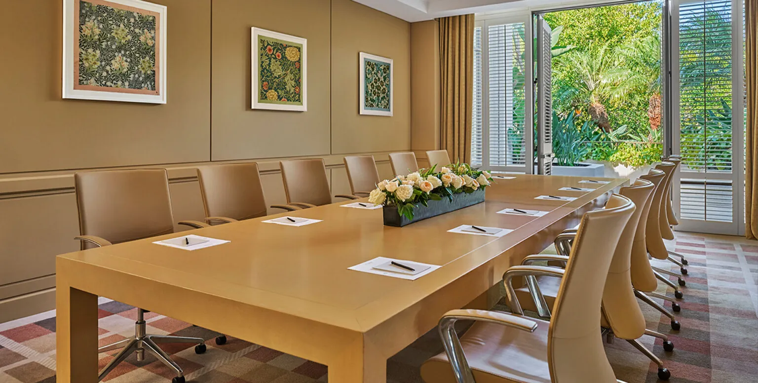 A Newport Beach meeting room inside of Pendry Newport Beach