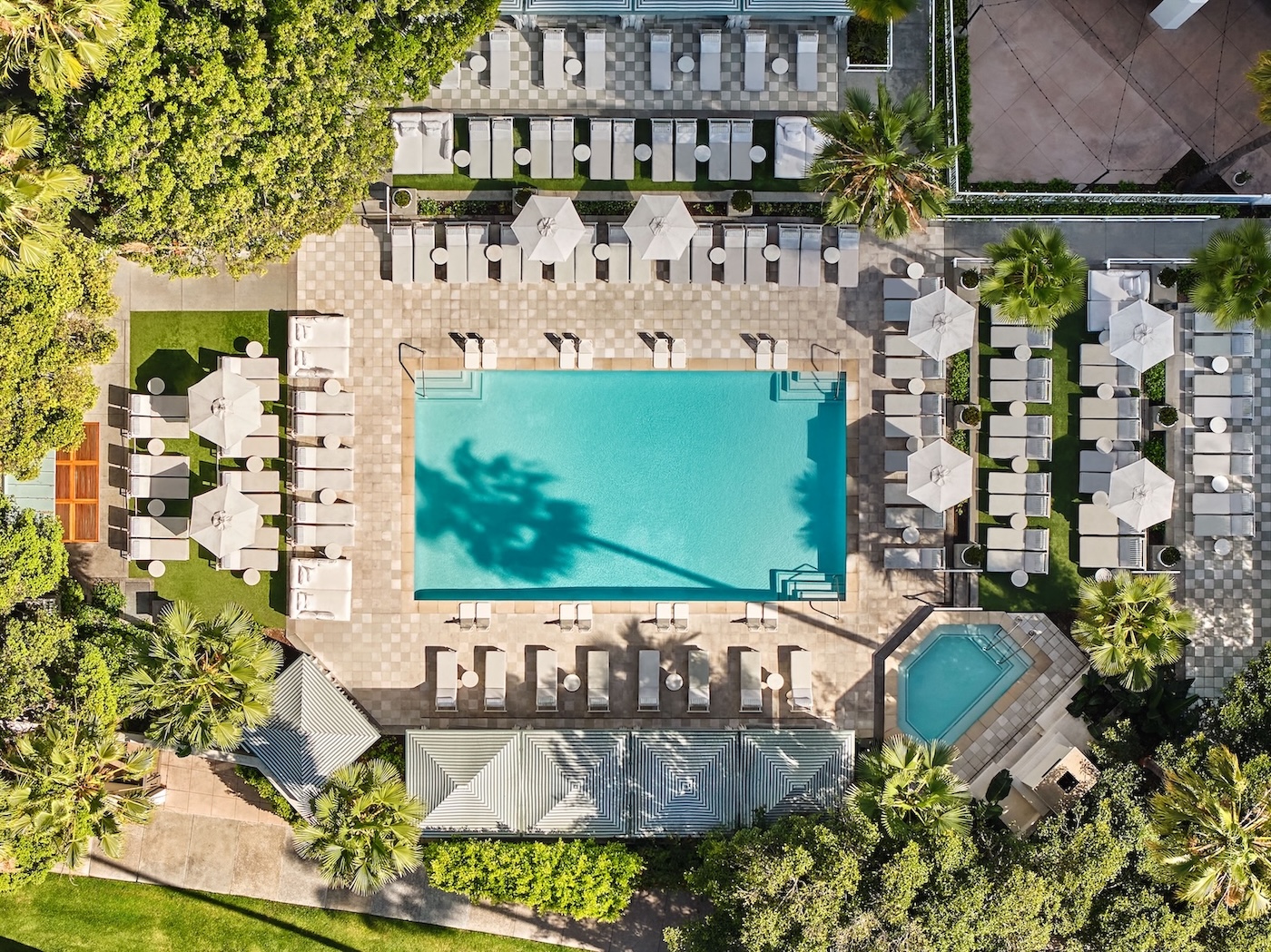 A birds-eye view of the pool at Pendry Newport Beach