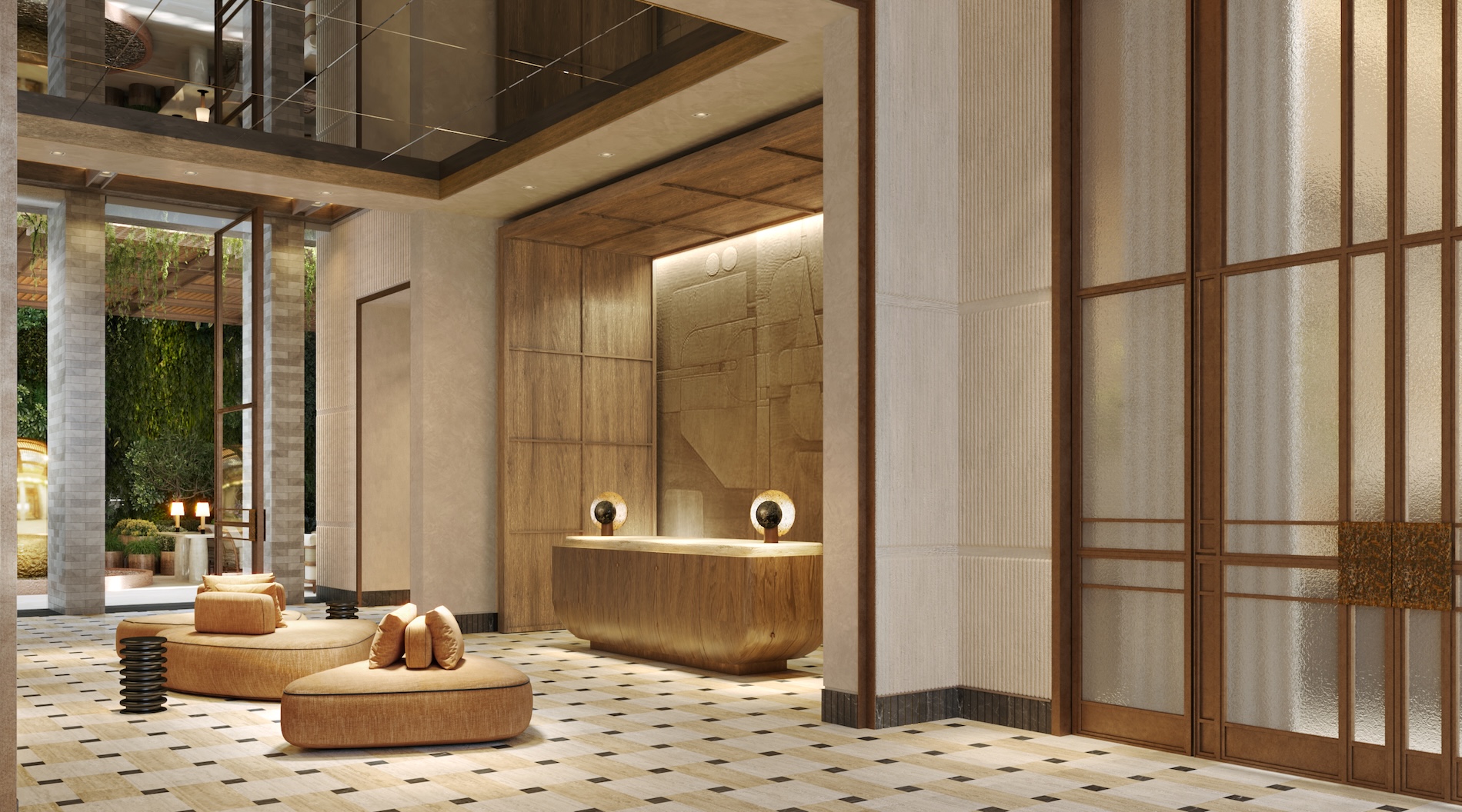 Pendry Mexico City Residences patio area, rendering