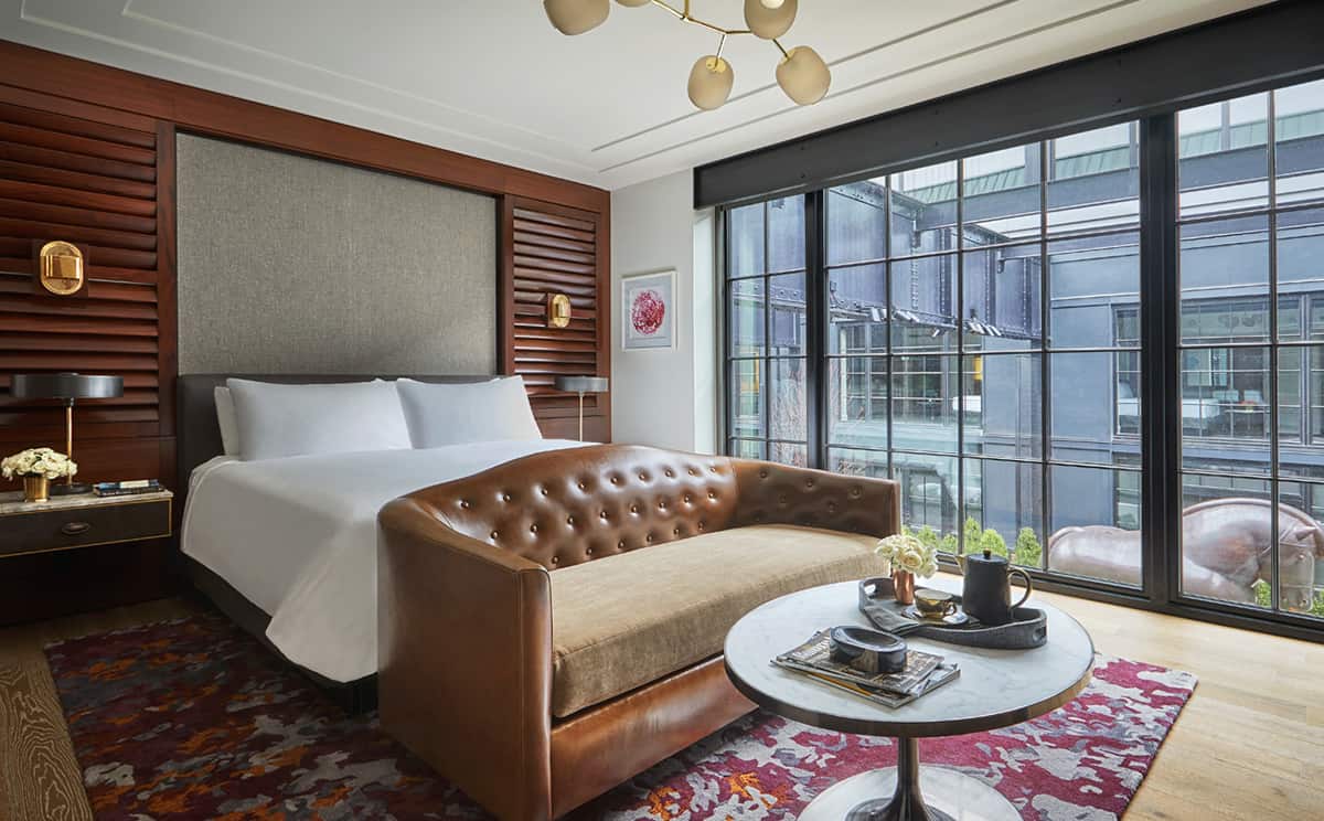 Superior courtyard suite bedroom at a luxury Baltimore hotel