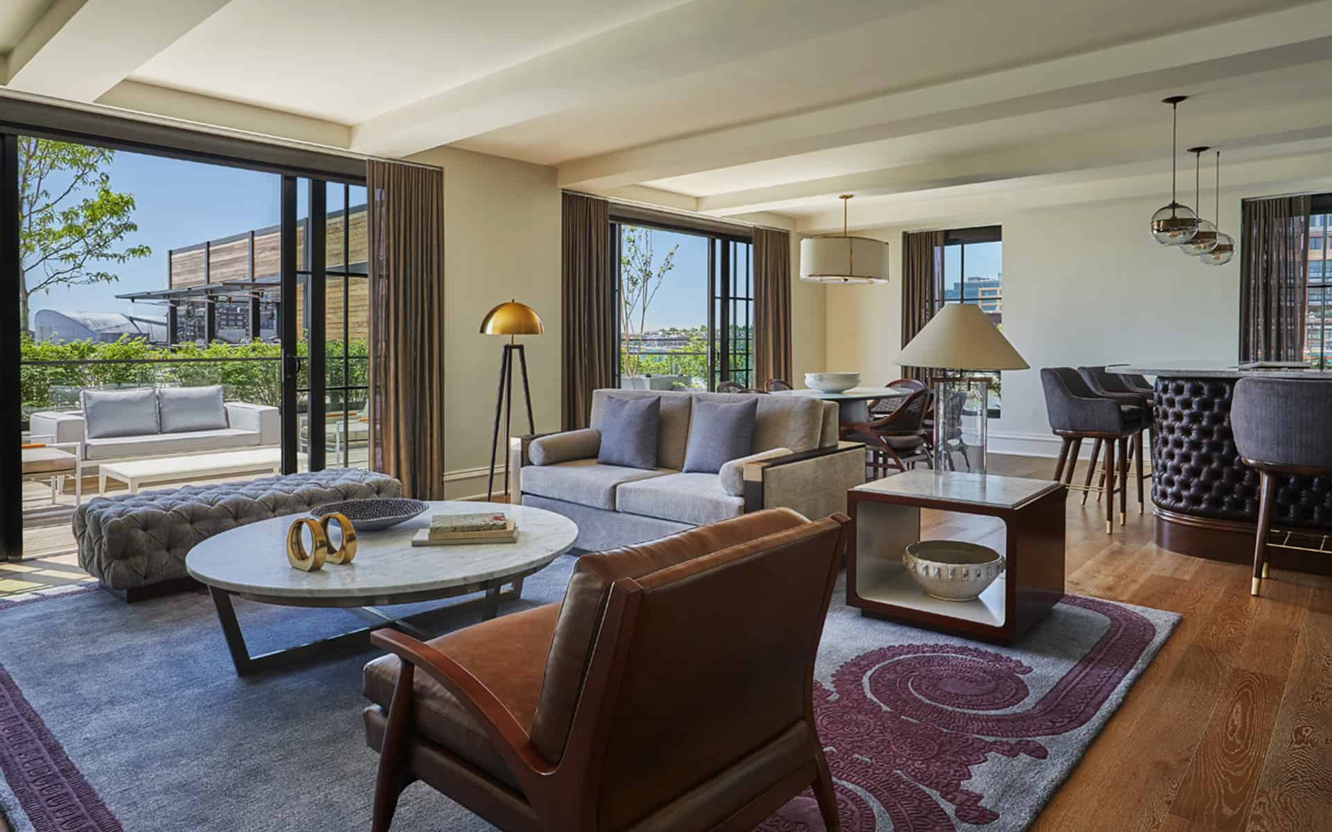 Governor suite living area at a luxury Baltimore hotel