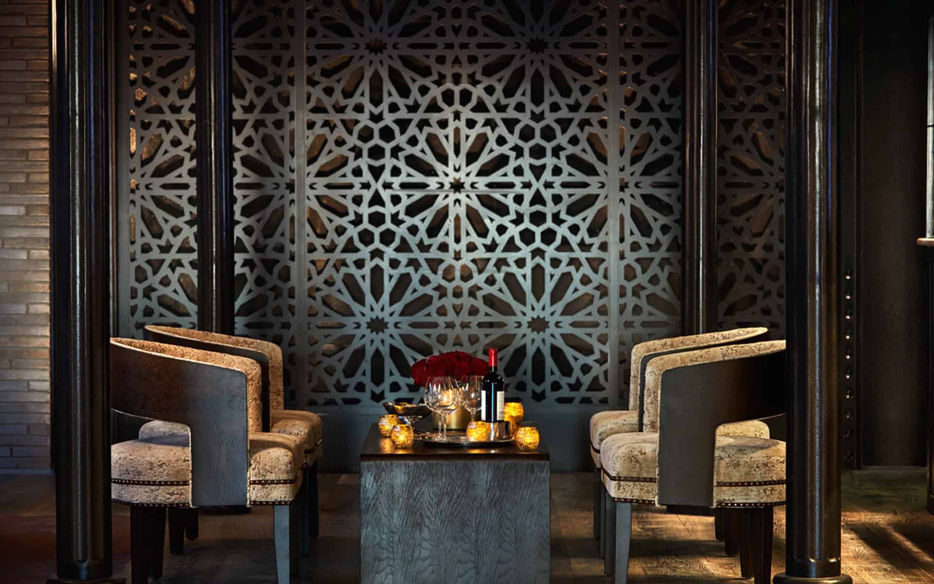 Lobby interior with chairs and a table at luxury Baltimore hotel