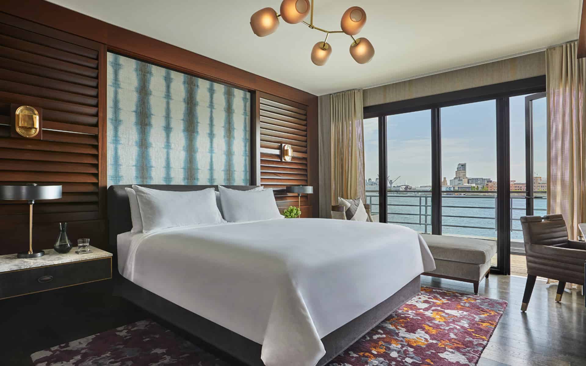 Presidential Suite bedroom at Sagamore Pendry Baltimore hotel