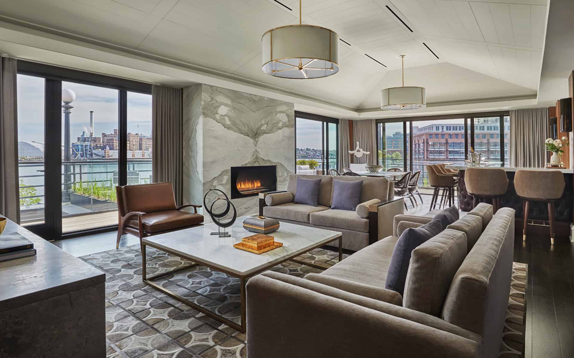 Presidential Suite living room at Baltimore luxury hotel