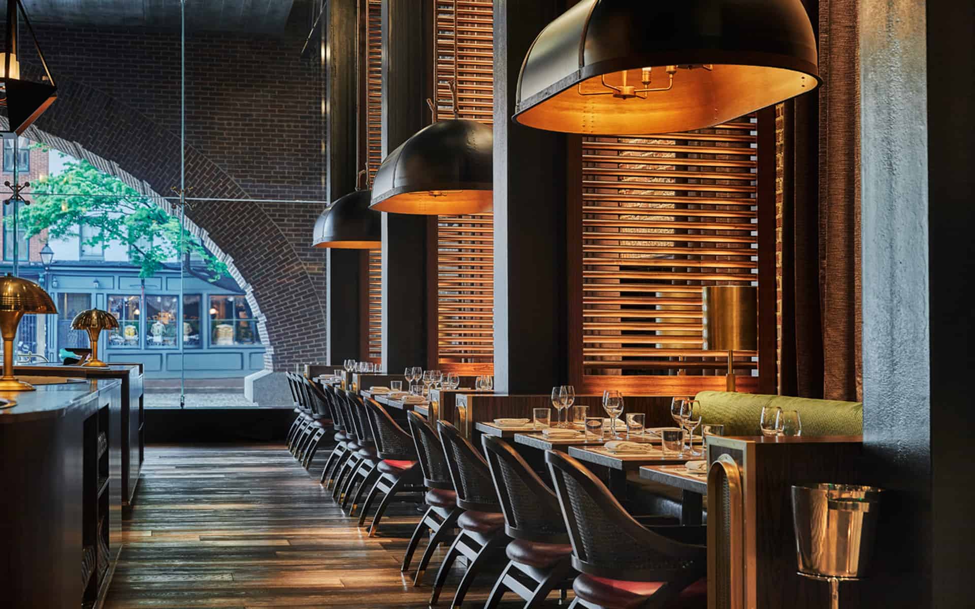 Rec Pier Chop House seating, located at a Baltimore boutique hotel