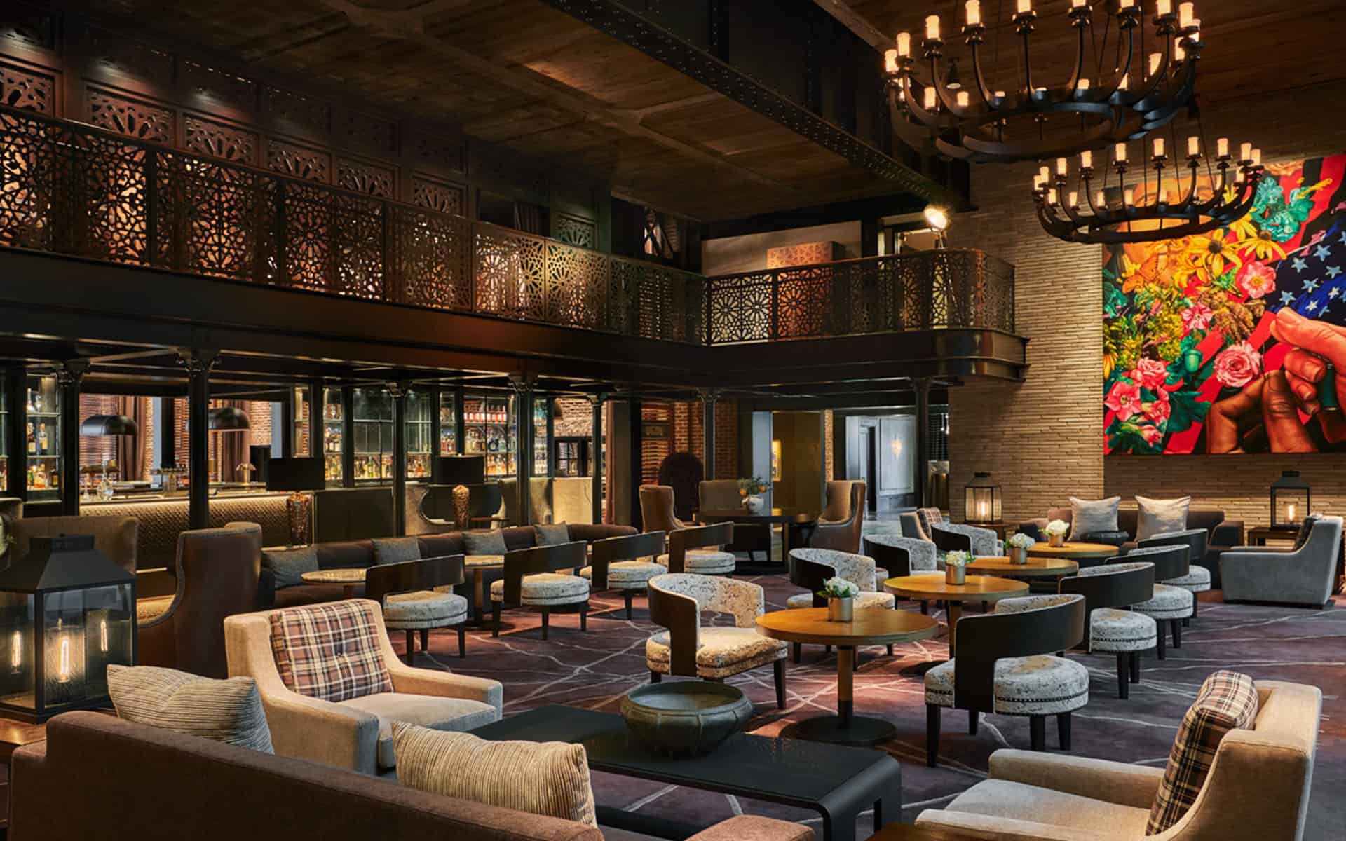 Rec Pier Chop House lounge, located in a Baltimore boutique hotel