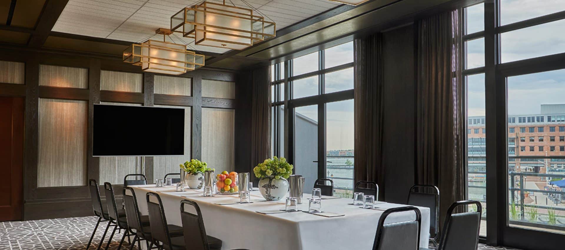 Meeting space with AV equipment and seating
