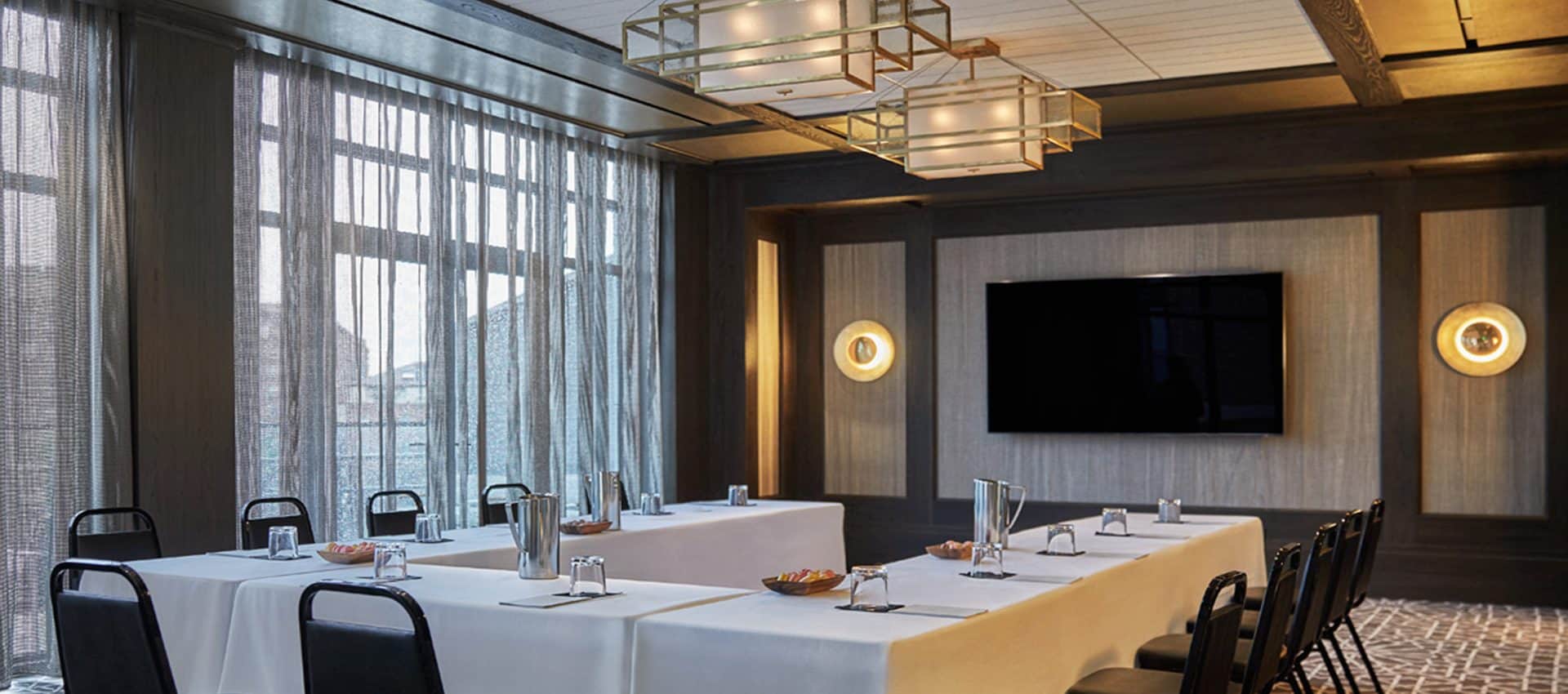 Meeting space with AV equipment and seating