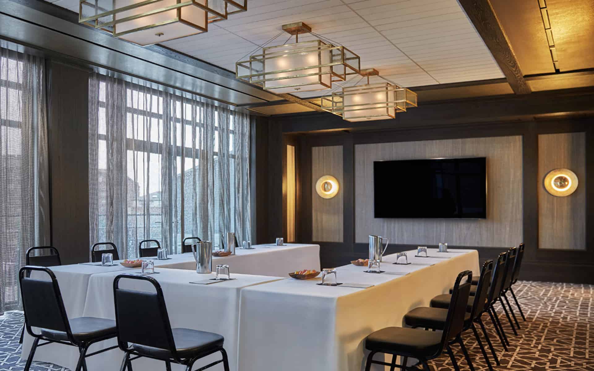 Meeting space with AV equipment and seating