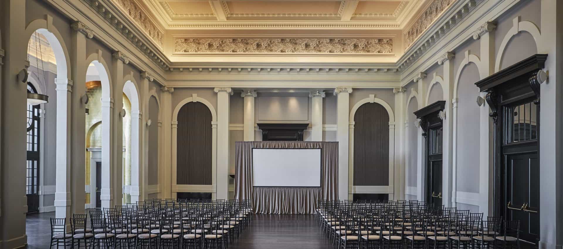 Event space with seating and projector