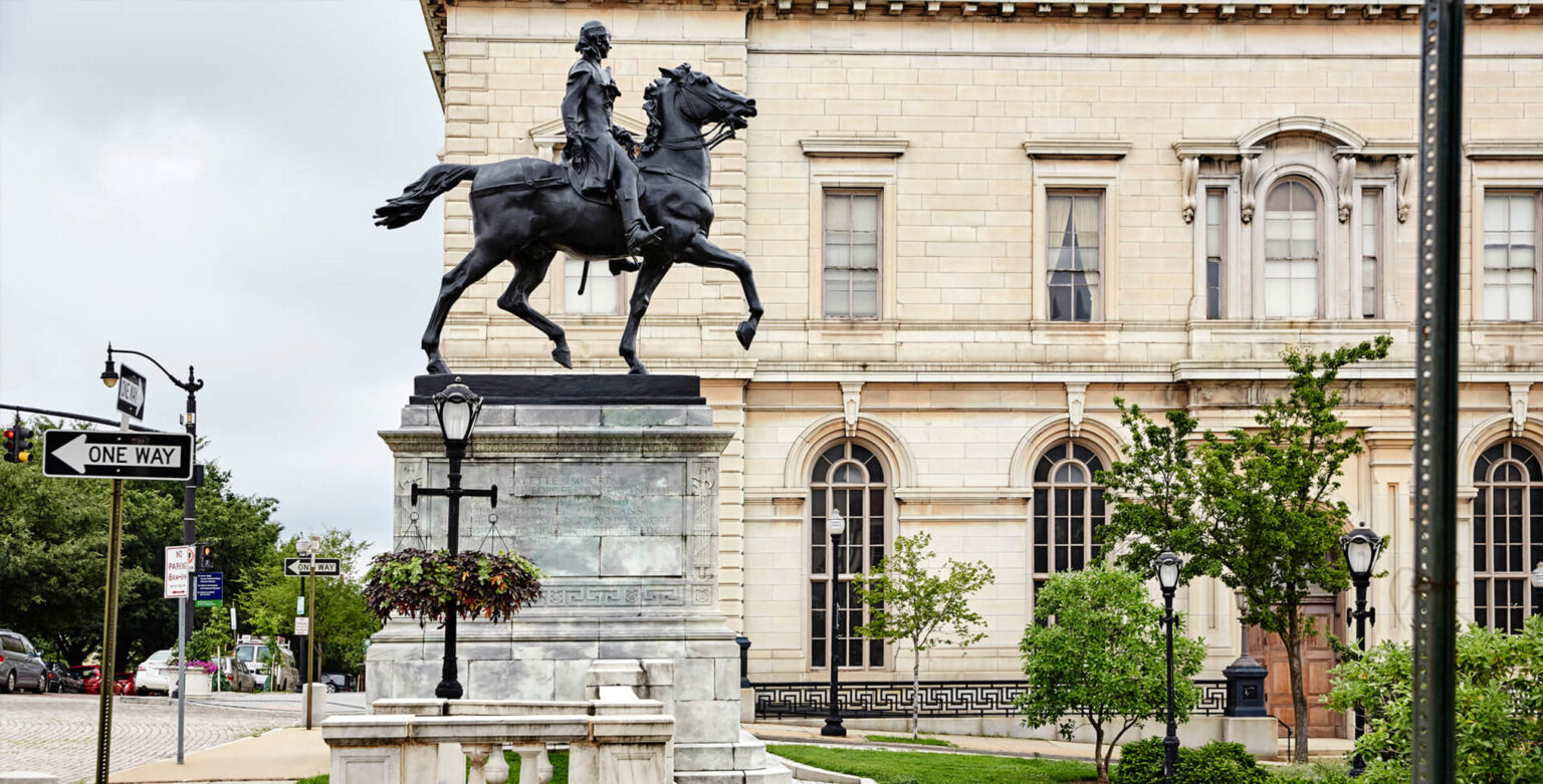A historic statue in downtown Baltimore