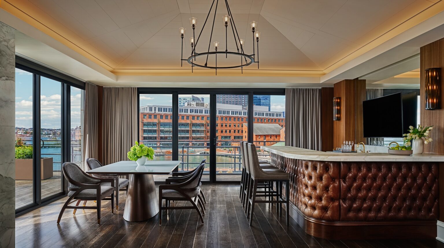The Presidential Suite living area at Pendry Baltimore hotel.