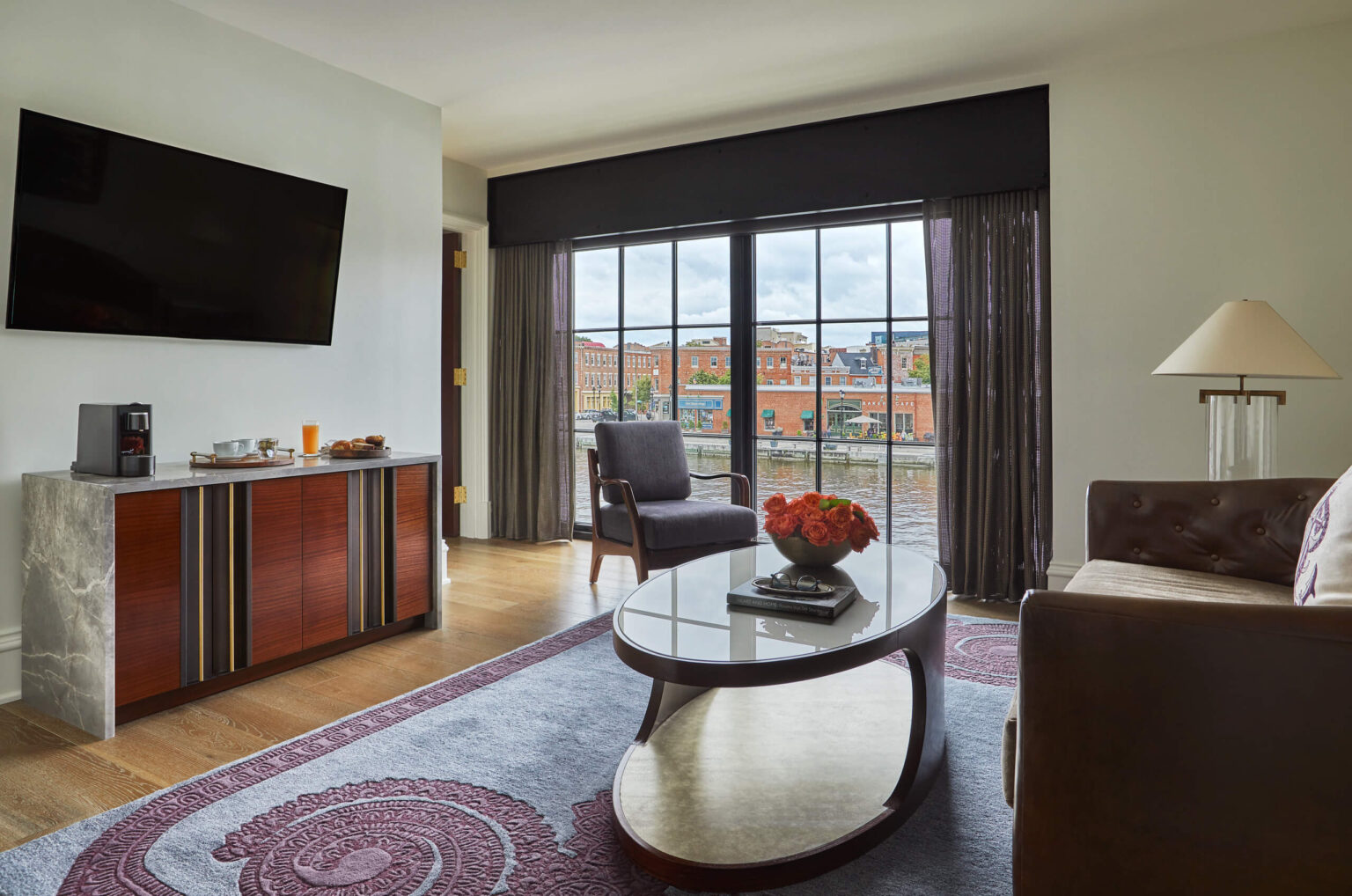 A suite at Pendry Baltimore hotel.