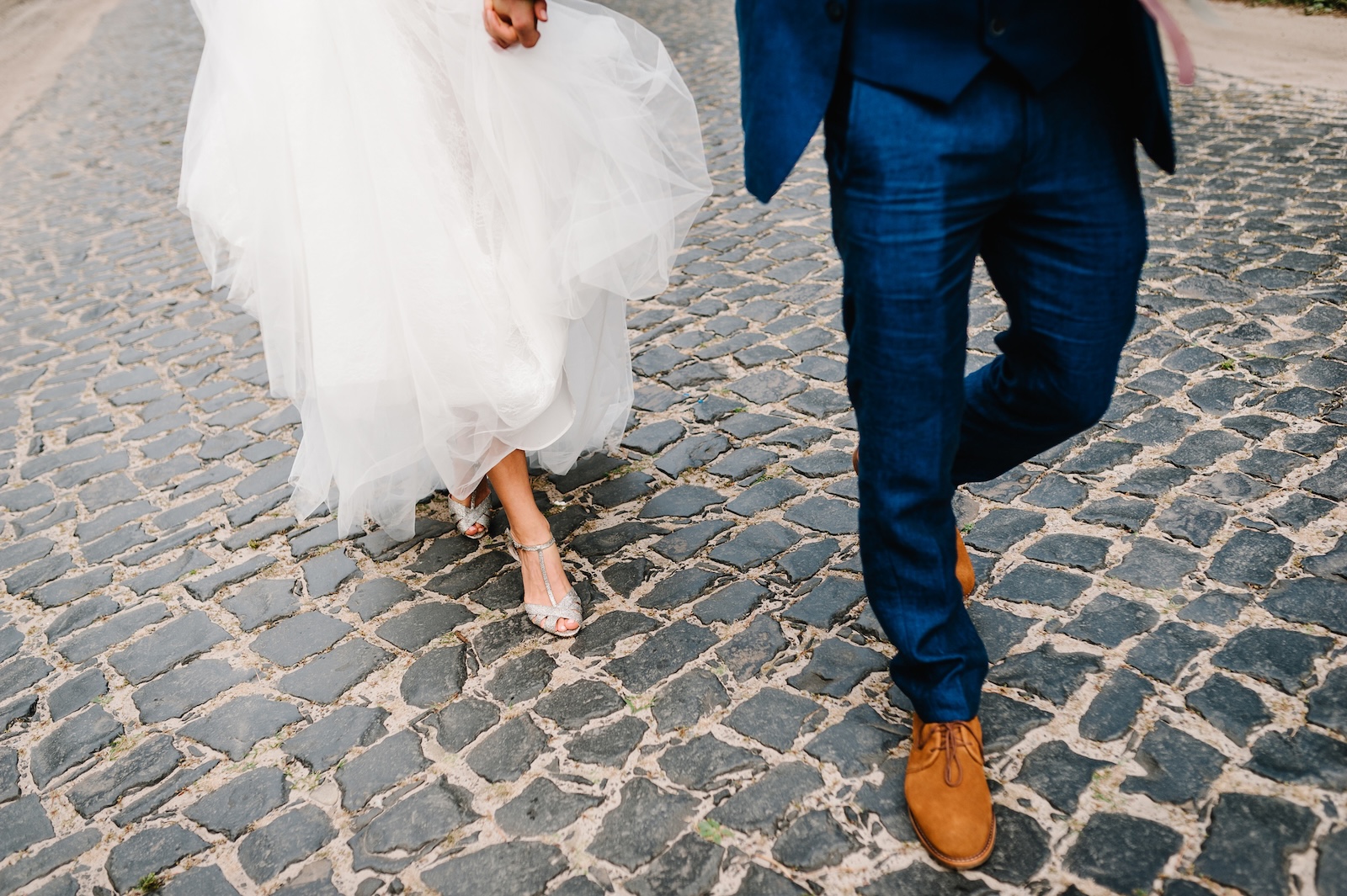 Bride and groom walking
