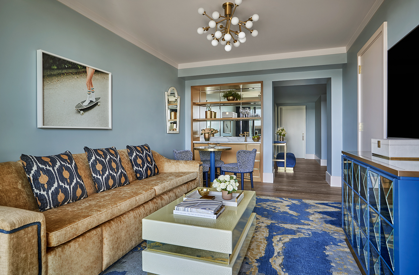 Sunset Suite living room at Pendry West Hollywood, a boutique hotel on Sunset Boulevard