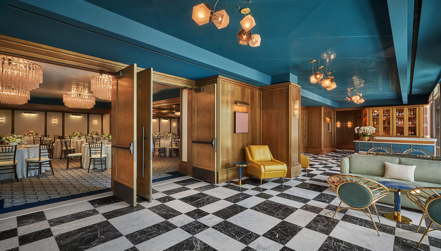 Ballroom pre-function space at Pendry West Hollywood, a boutique hotel in Hollywood