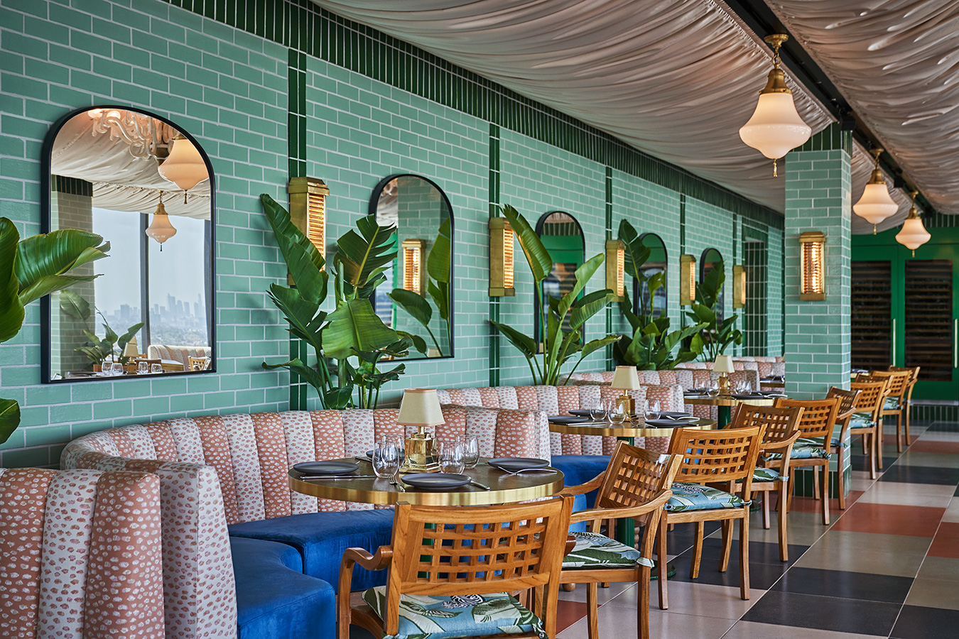 Merois restaurant seating and decor at Pendry West Hollywood, a luxury weho hotel