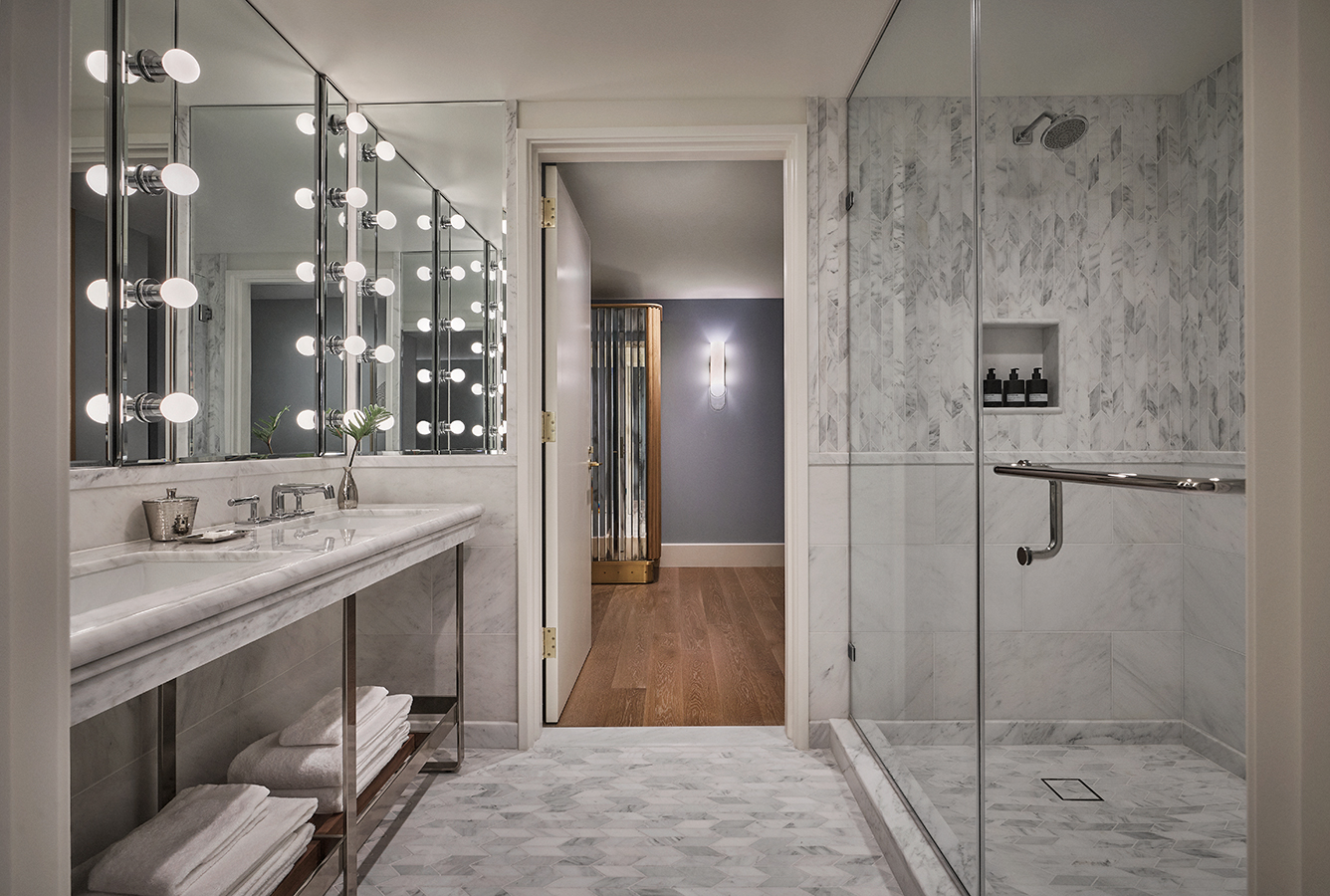 Studio Suite bathroom at Pendry West Hollywood a luxury hotel on sunset blvd
