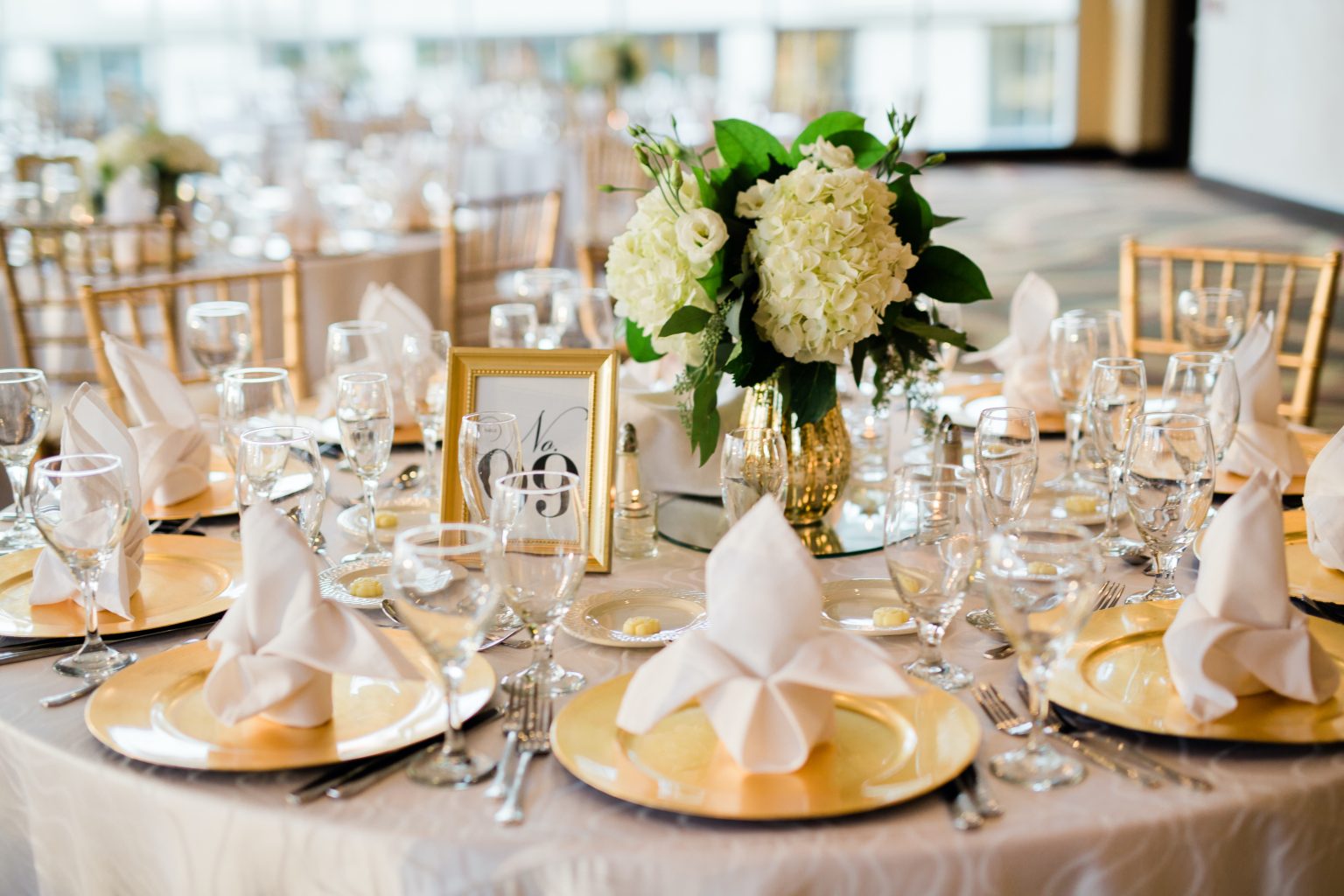 Wedding reception setup at Pendry hotel