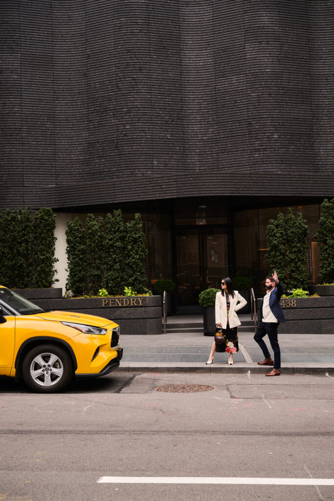Couple Hailing a Cab