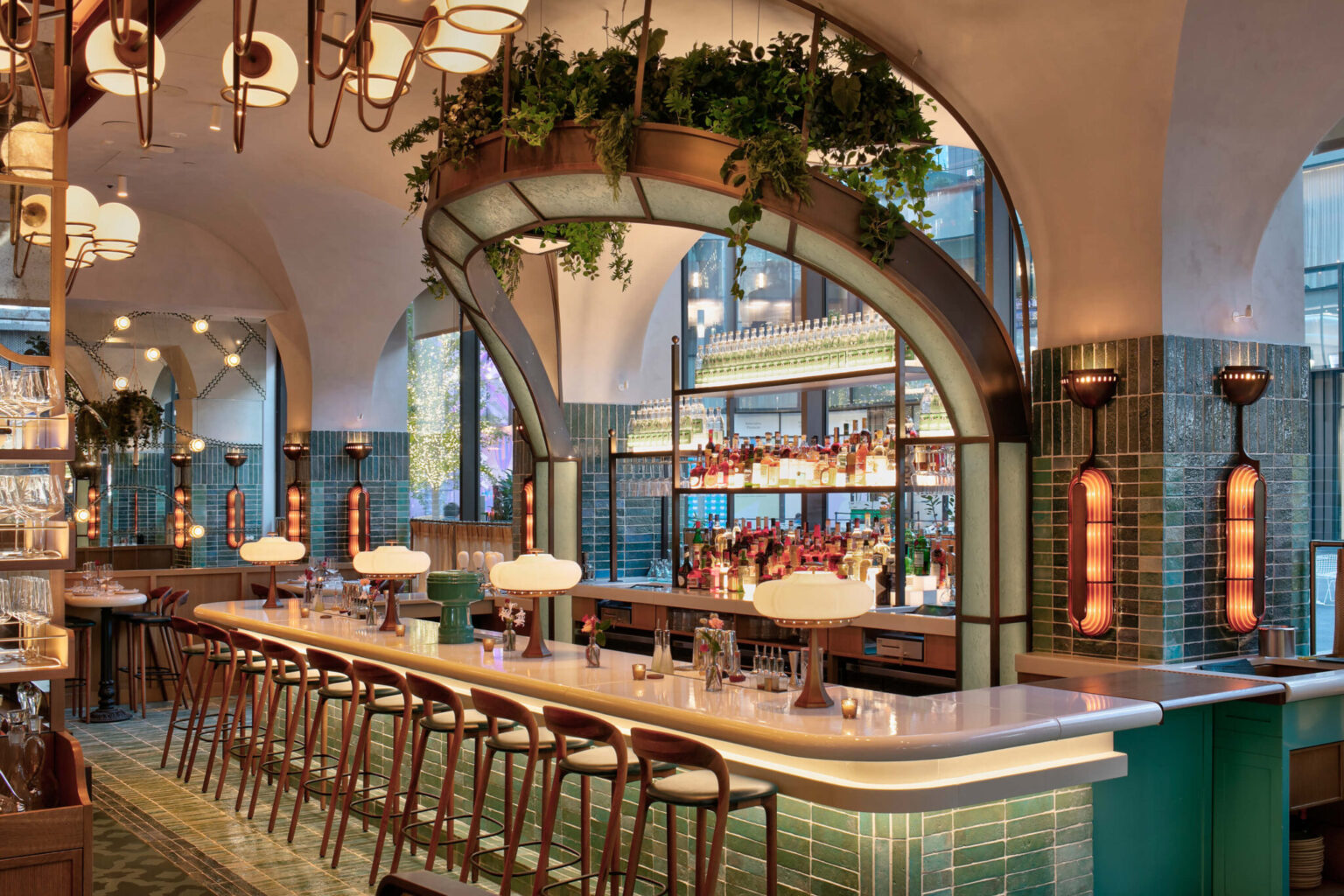 View of the bar at Zou Zous at Pendry Manhattan West.