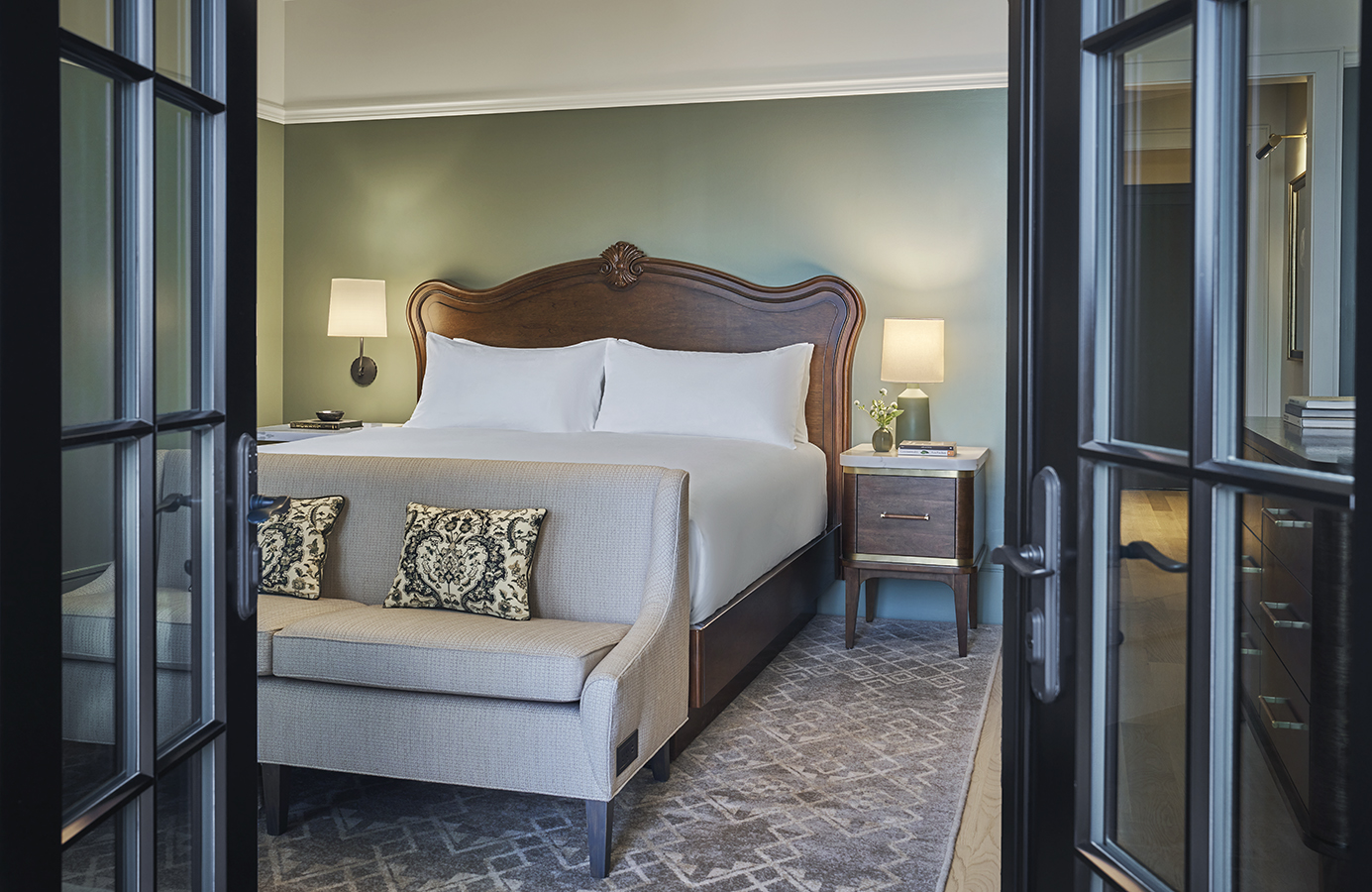 Pendry Natirar Guestroom view through a french door
