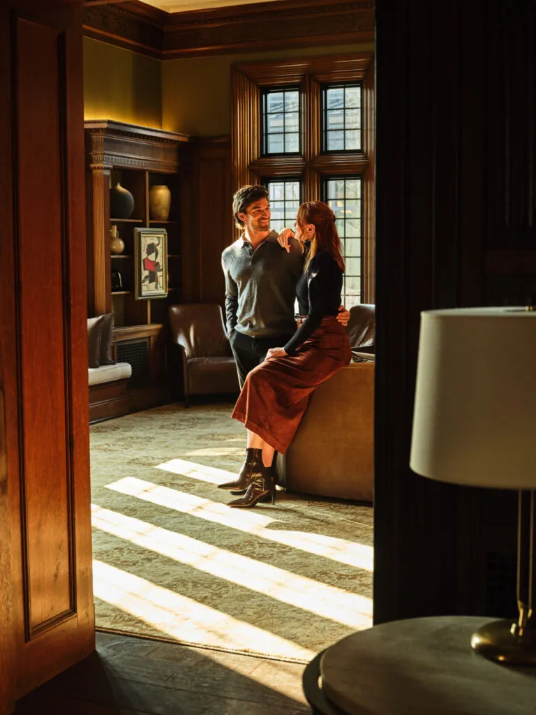 Guests in library at Pendry Natirar
