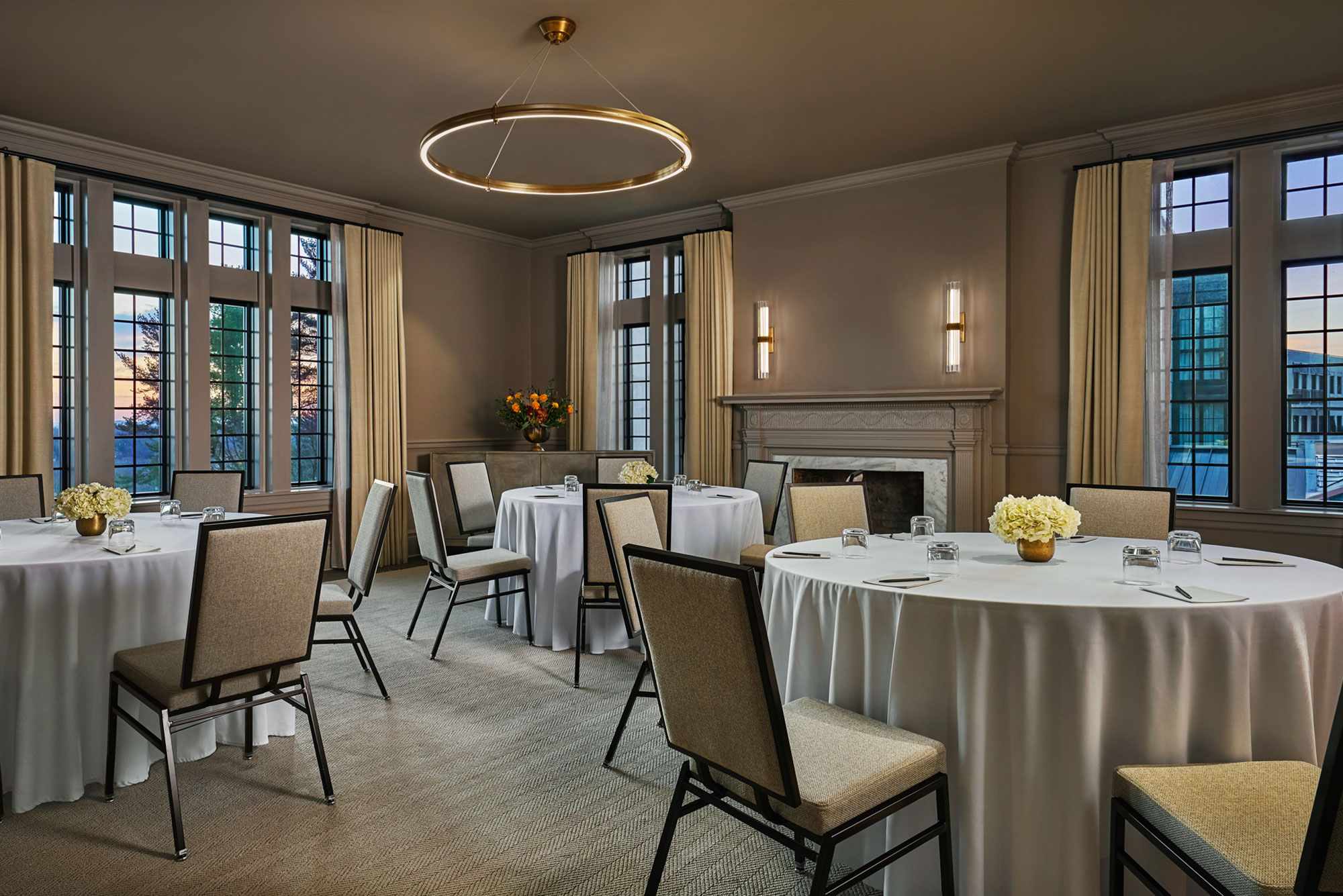 Walnut room at Pendry Natirar set up for an event.