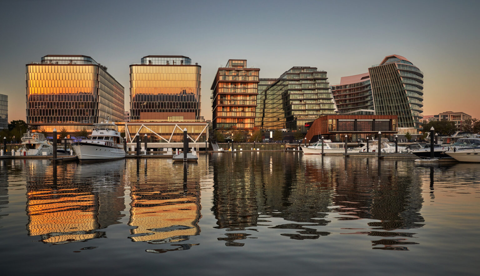 Exterior of building of boutique hotel, Pendry Washington DC - The Wharf.