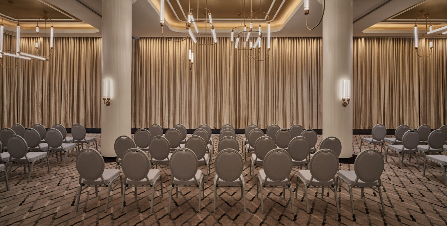 An event space set up for a speaker at Pendry Washington DC &ndash; The Wharf