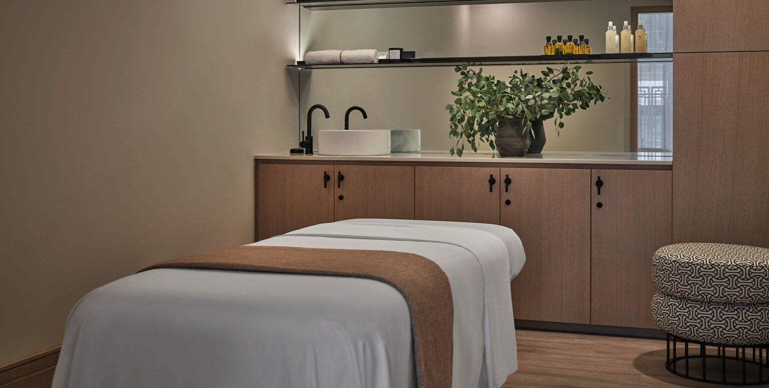 A massage table at Spa Pendry Washington DC &ndash; The Wharf